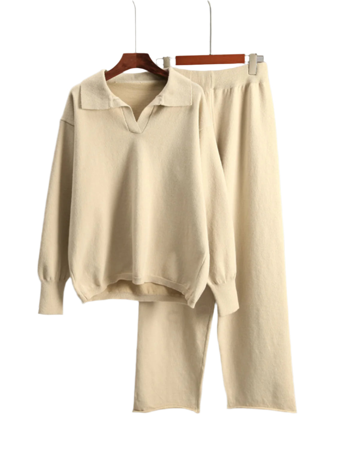 Johnny Collar Long Sleeve Top and Pants Sweater Set