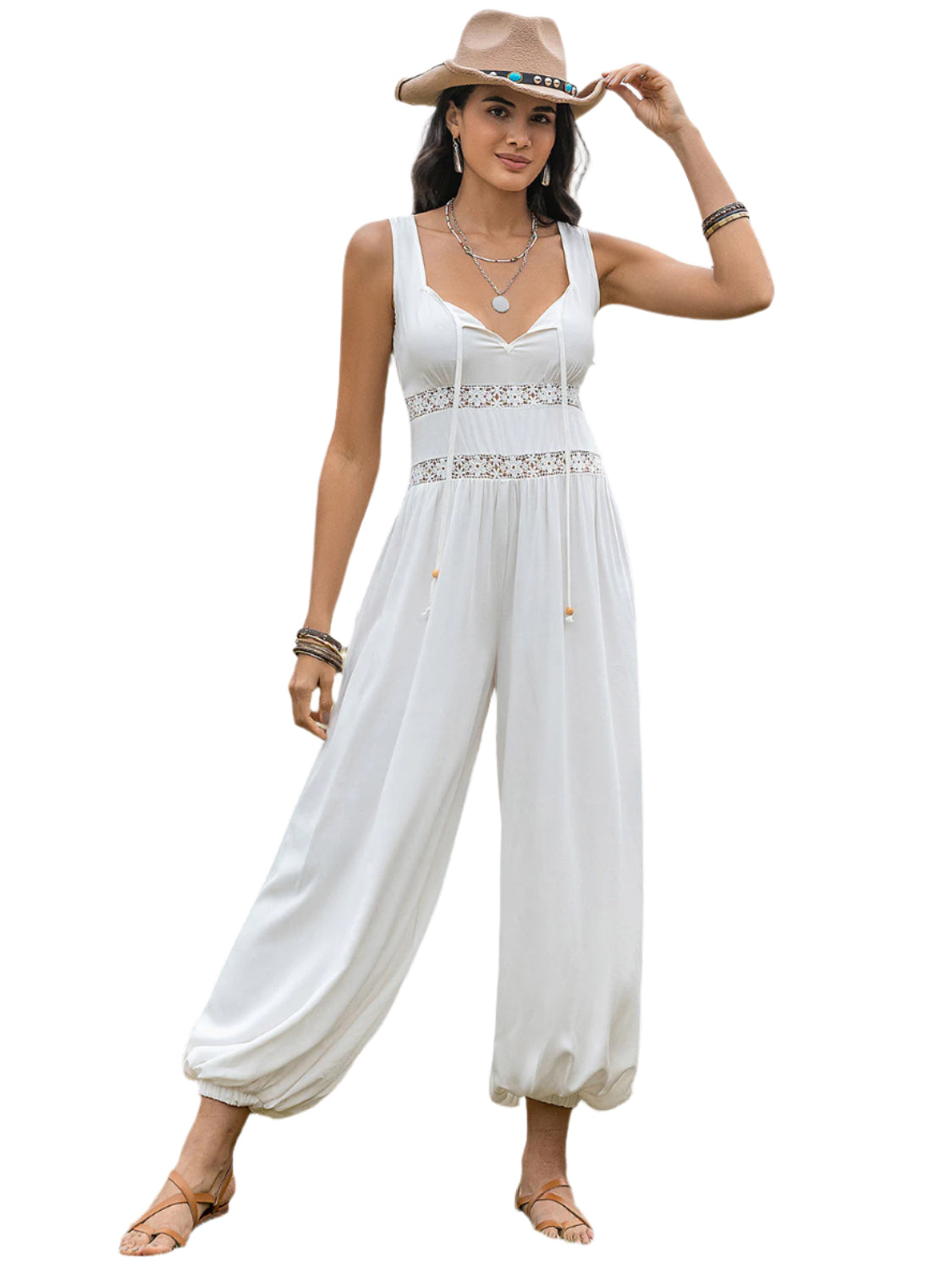 Backless Wide Strap Wide Leg Jumpsuit