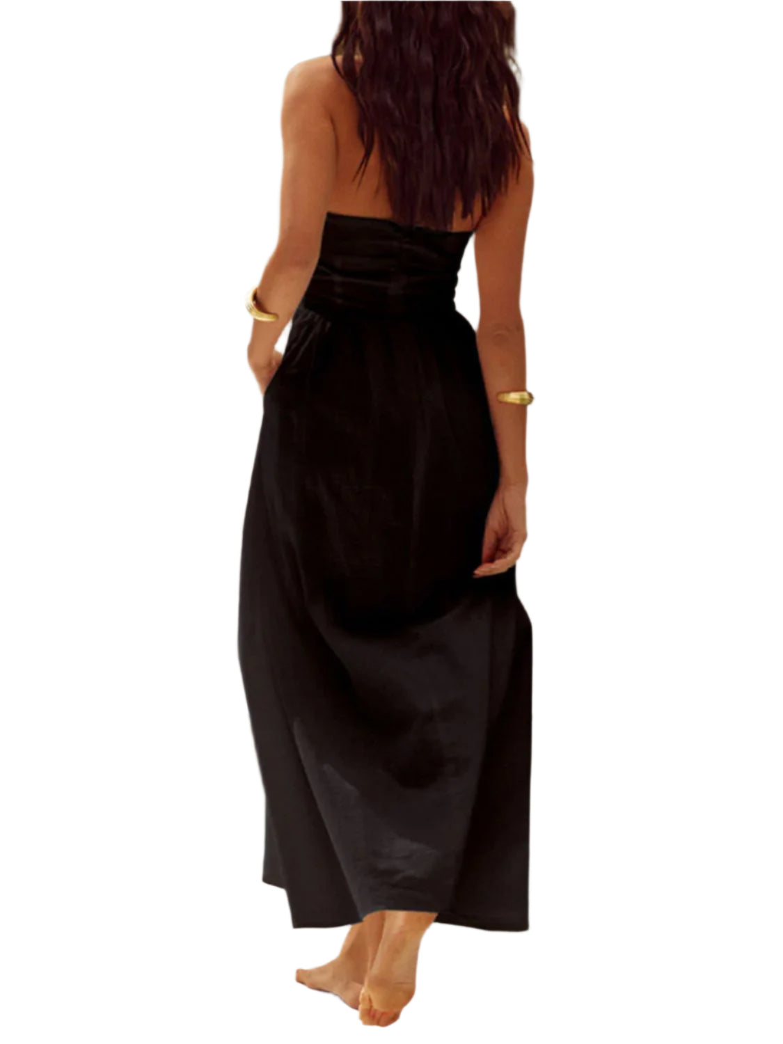 Devine Ruched Halter Neck Midi Dress