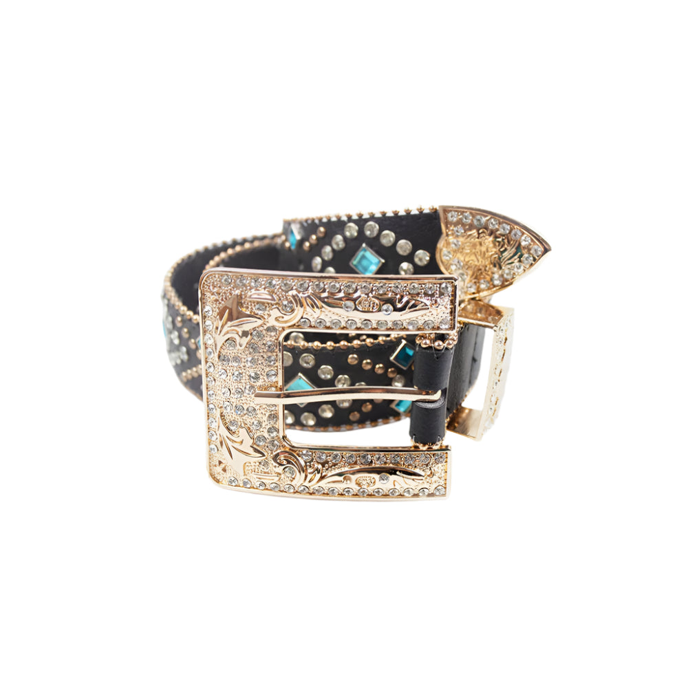 Rhinestone PU Leather Belt