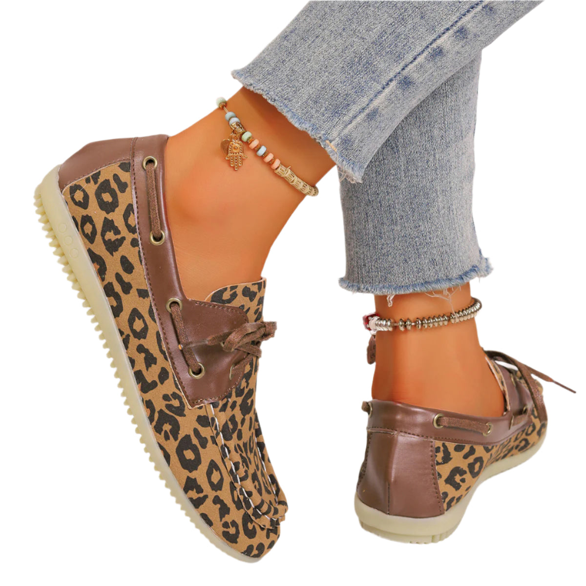 Lace Up Leopard Slip-Ons