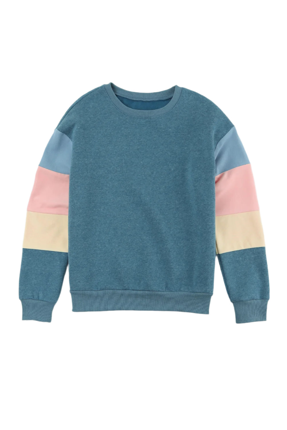 Color Block Round Neck Long Sleeve Sweatshirt