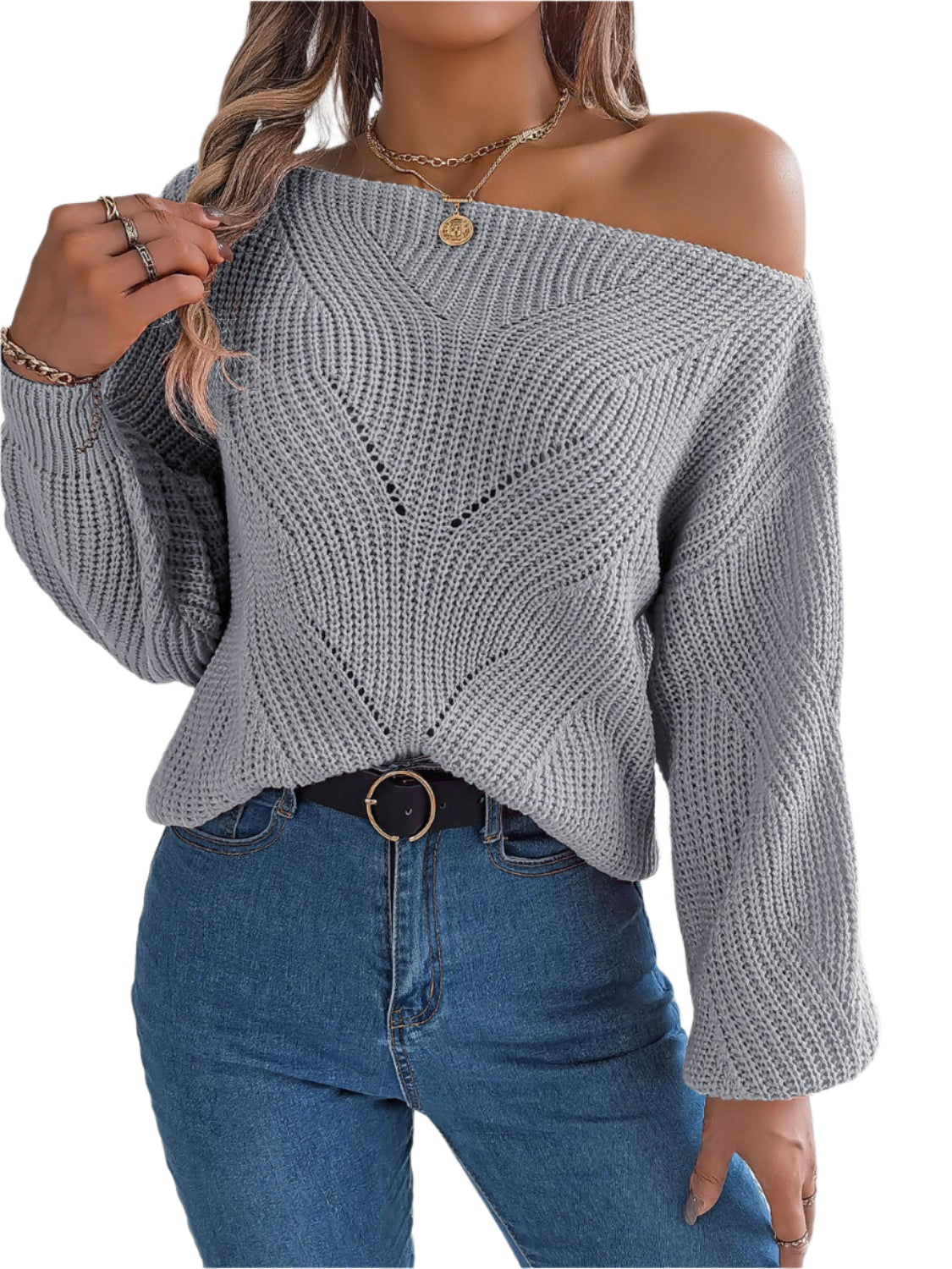 Openwork Long Sleeve Sweater