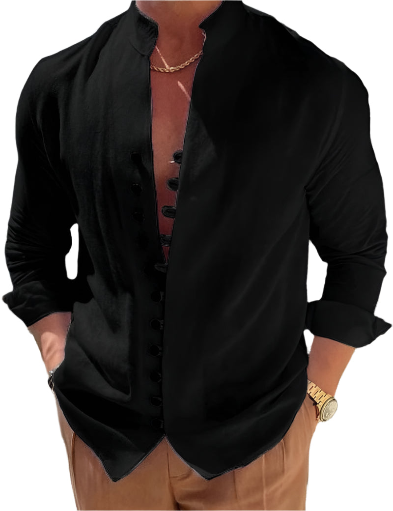 Men's Button Design Long-sleeved Shirt