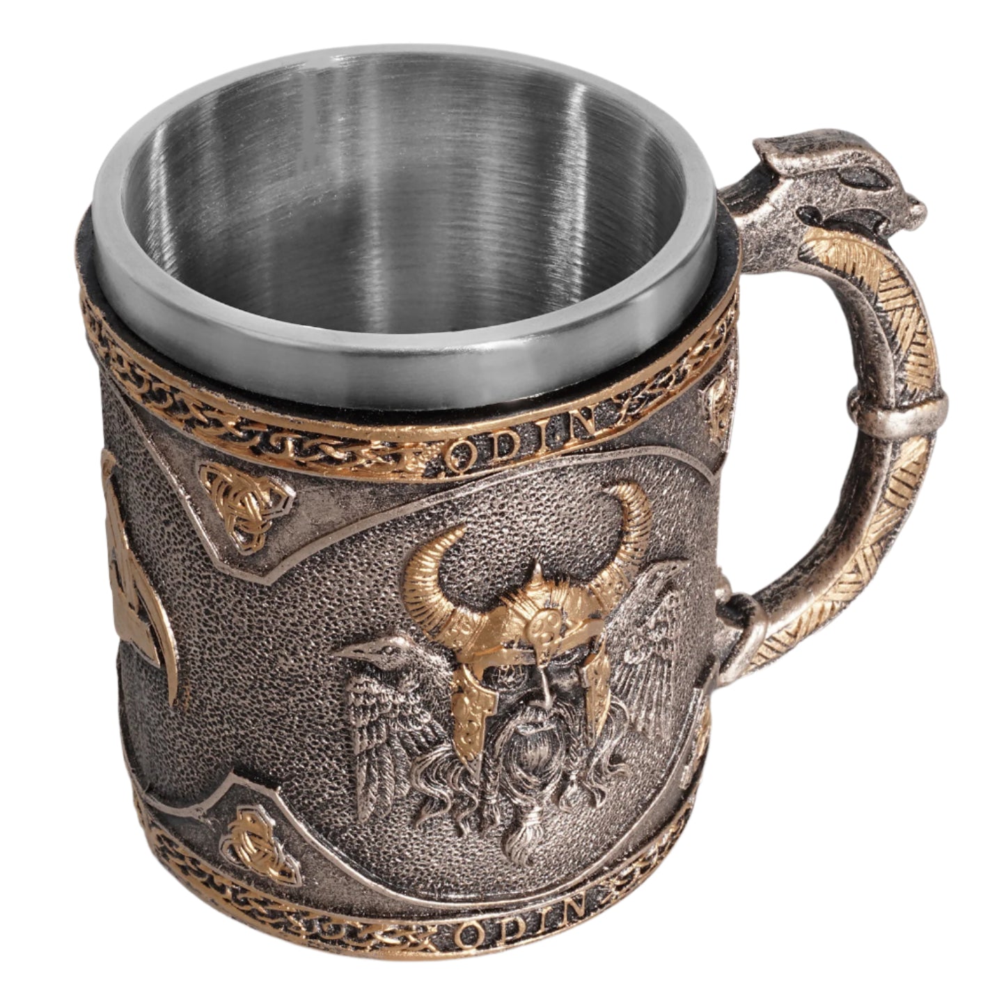 Stainless Steel Liner Resin Odin with Ravens and Thor with Mjölnir  Beer Steins Altar Mugs