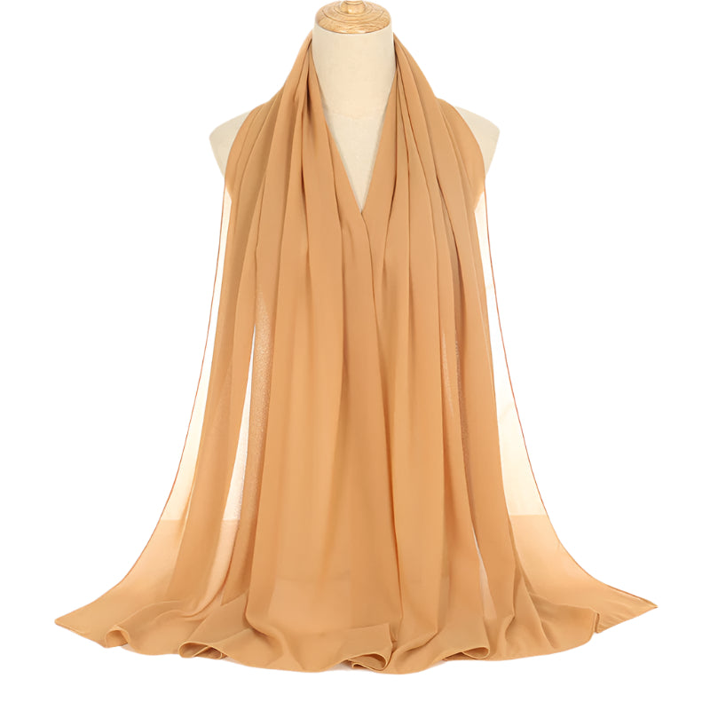 Pearl Chiffon Solid Color Rectangular Scarf
