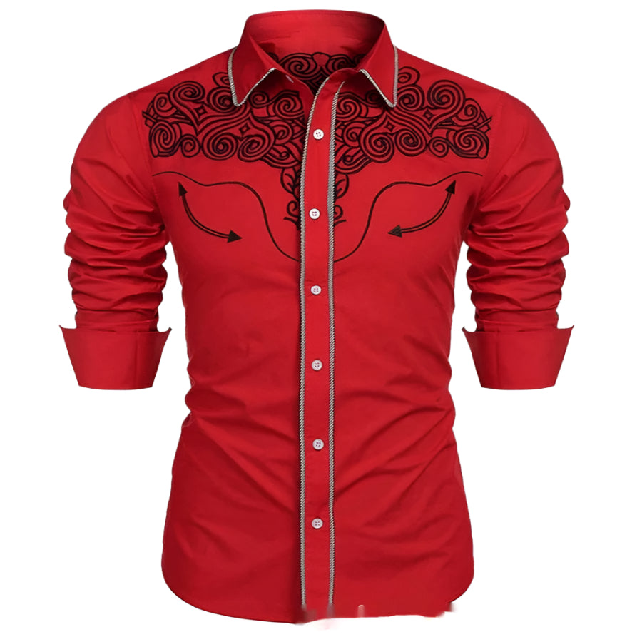 Men's Western 3D Print Button Down Shirt