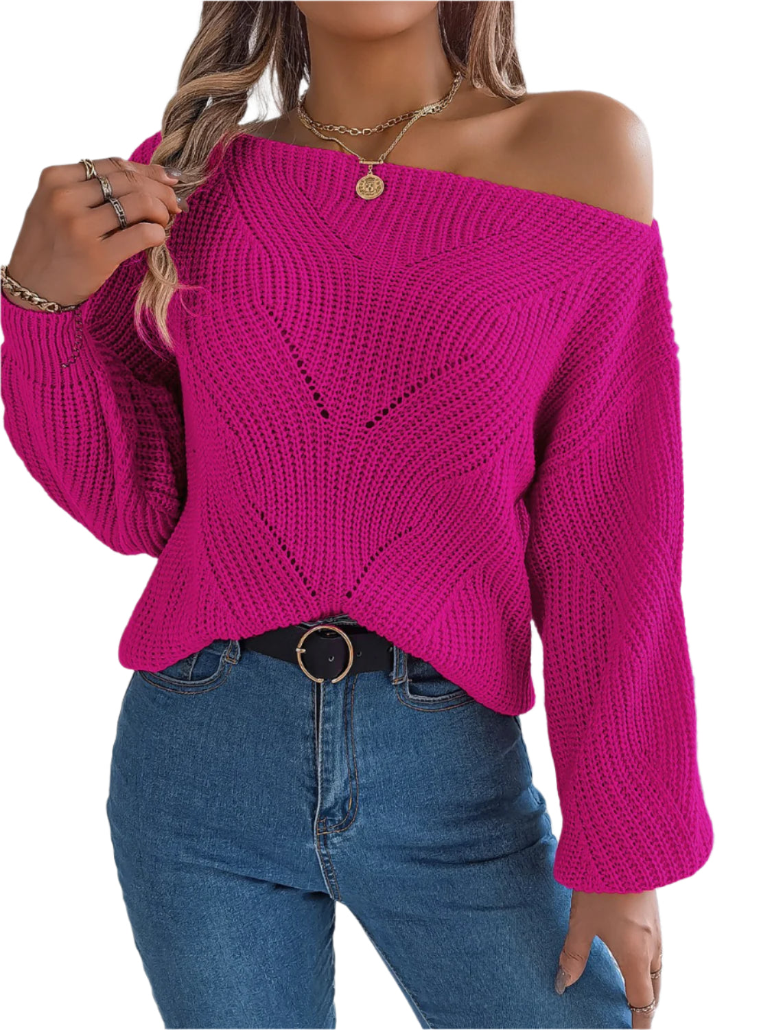 Openwork Long Sleeve Sweater