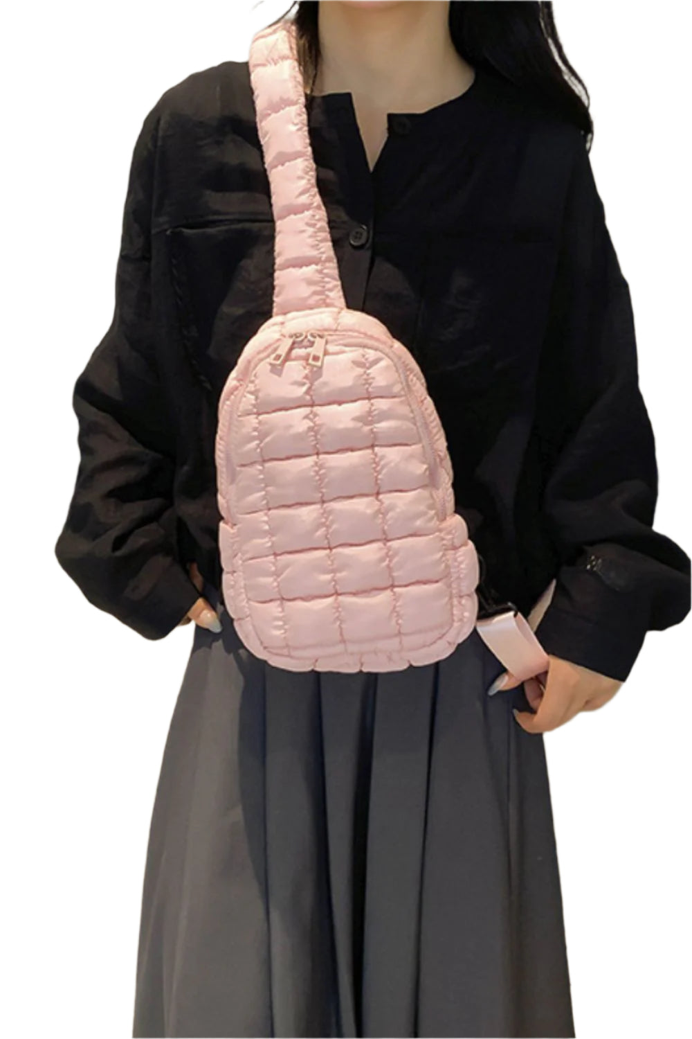 Quilted Nylon Crossbody  Bag