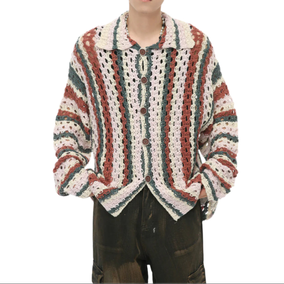 Men's Knitted Contrast Cardigan