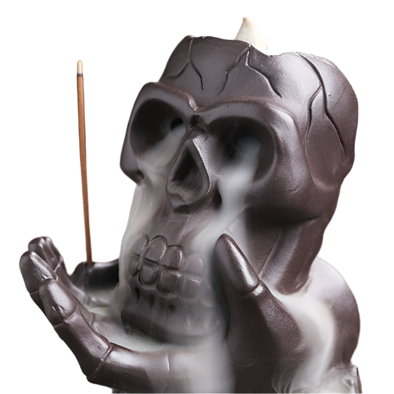 Purple Sand Skull in Hand Incense Burner