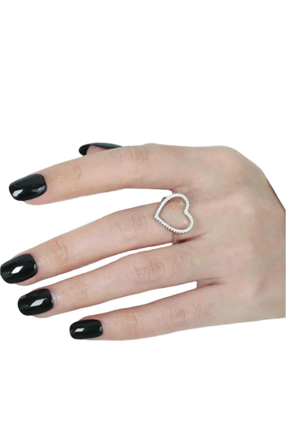 925 Sterling Silver Inlaid Zircon Heart Ring