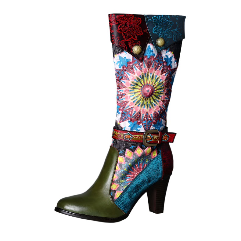 Handmade Colorful Cowhide Leather Boots