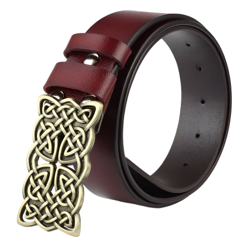 Cowhide Leather Belt Celtic Knot Buckle
