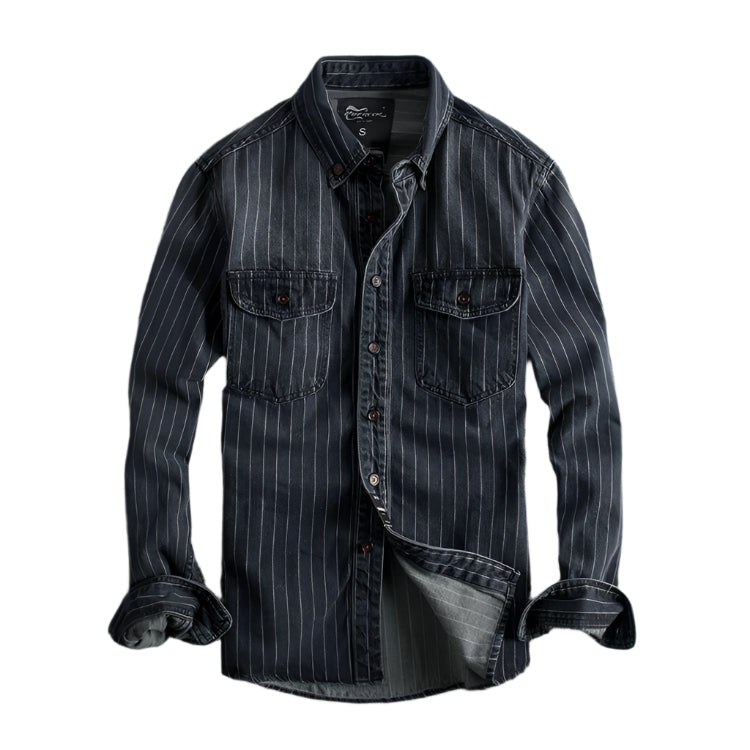 Men's Denim Distressed Button Down Shirt