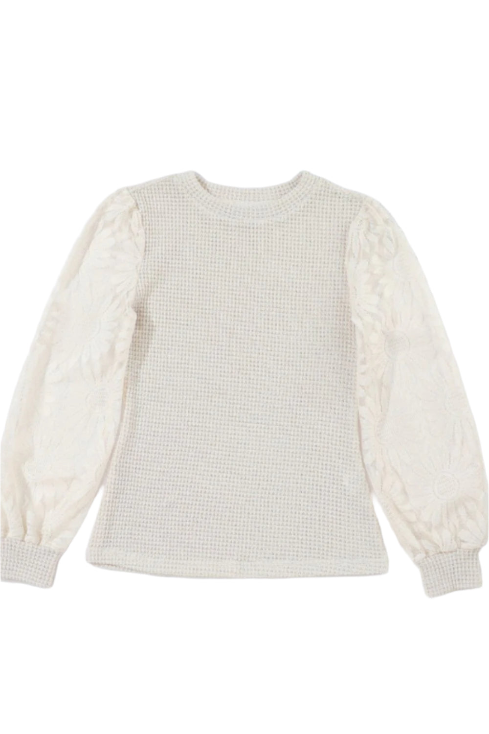 Mock Neck Lace Long Sleeve Top