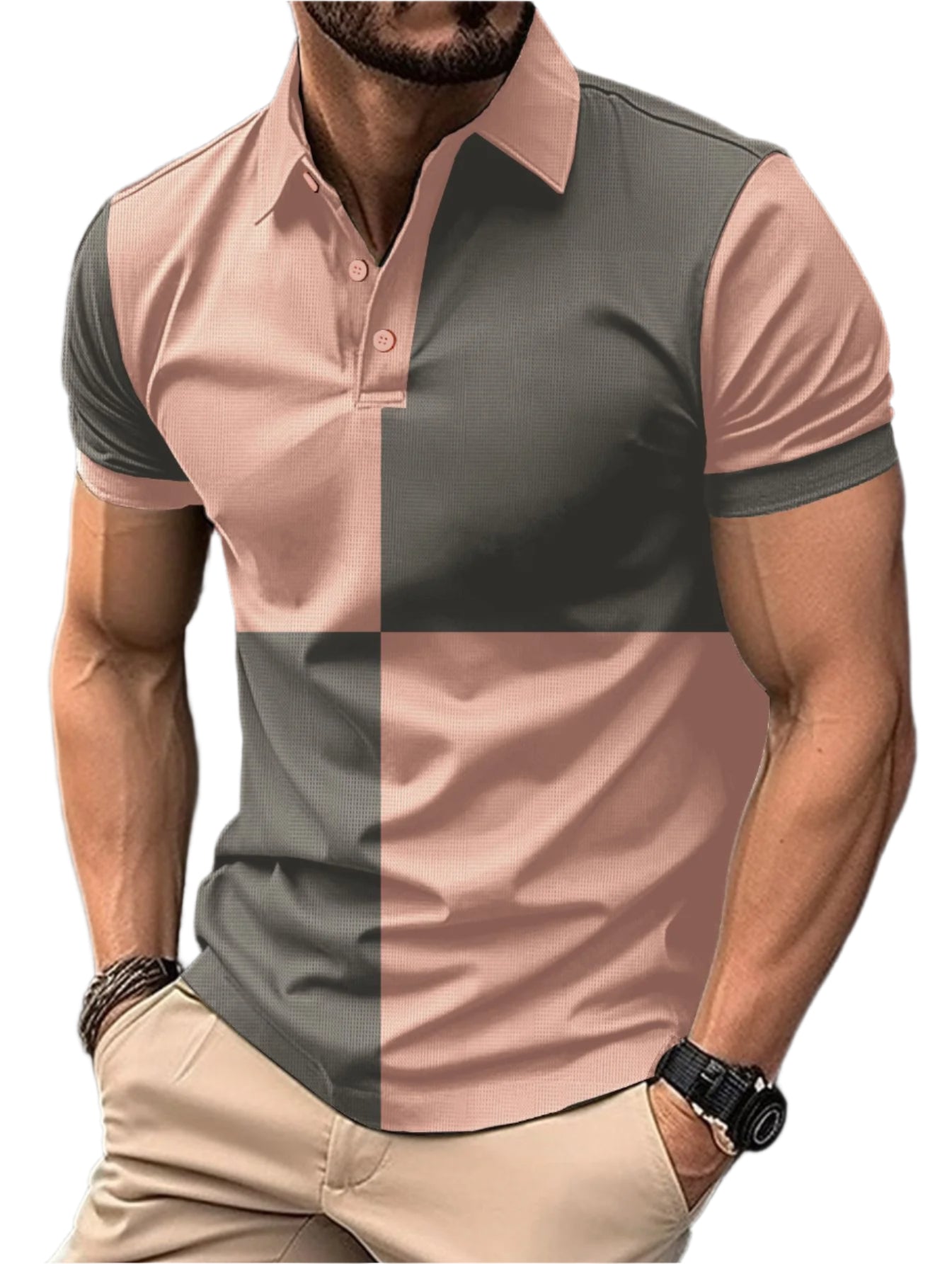 Men's Color Block Polo Shirt