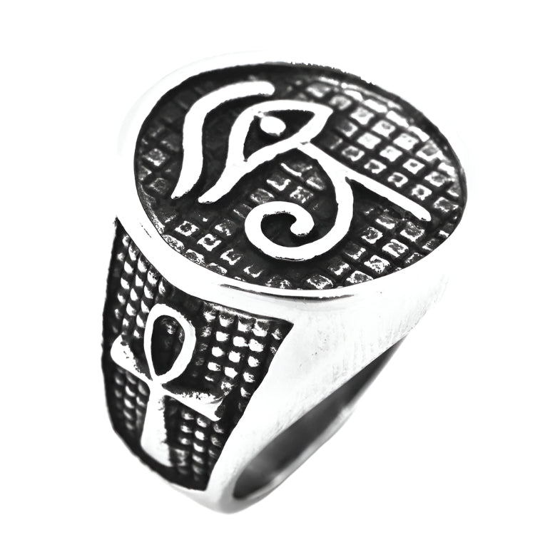 Eye of Horus Ankh Stainless Steel Ring