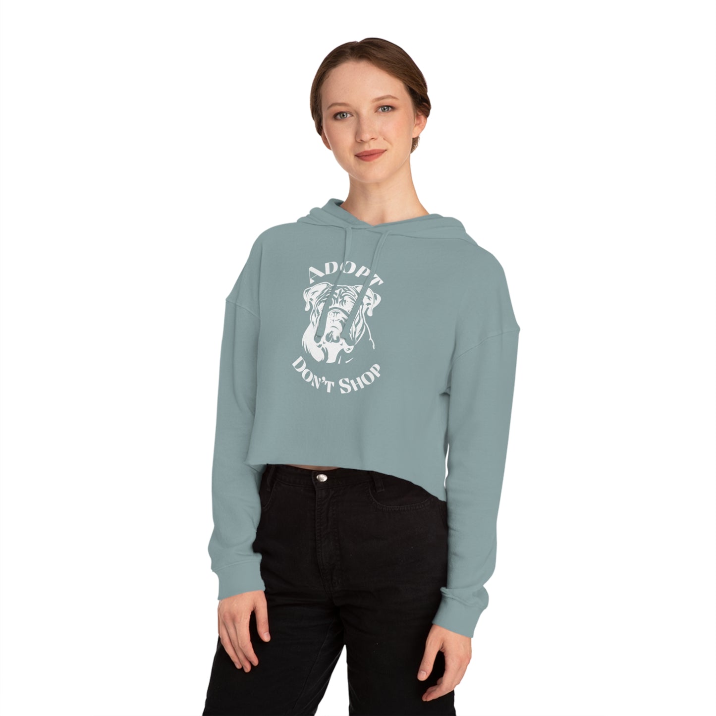Women’s Cropped Hooded Adopt Don't Shop Sweatshirt