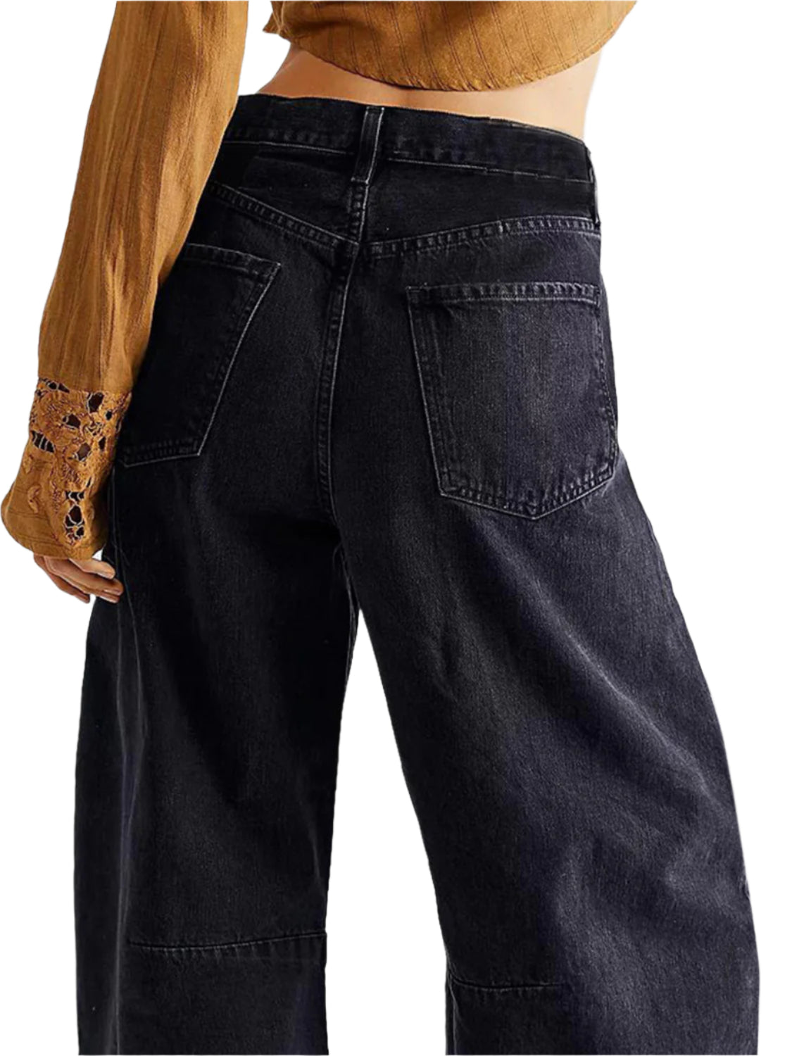 Raw Hem Wide Leg Jeans with Pockets