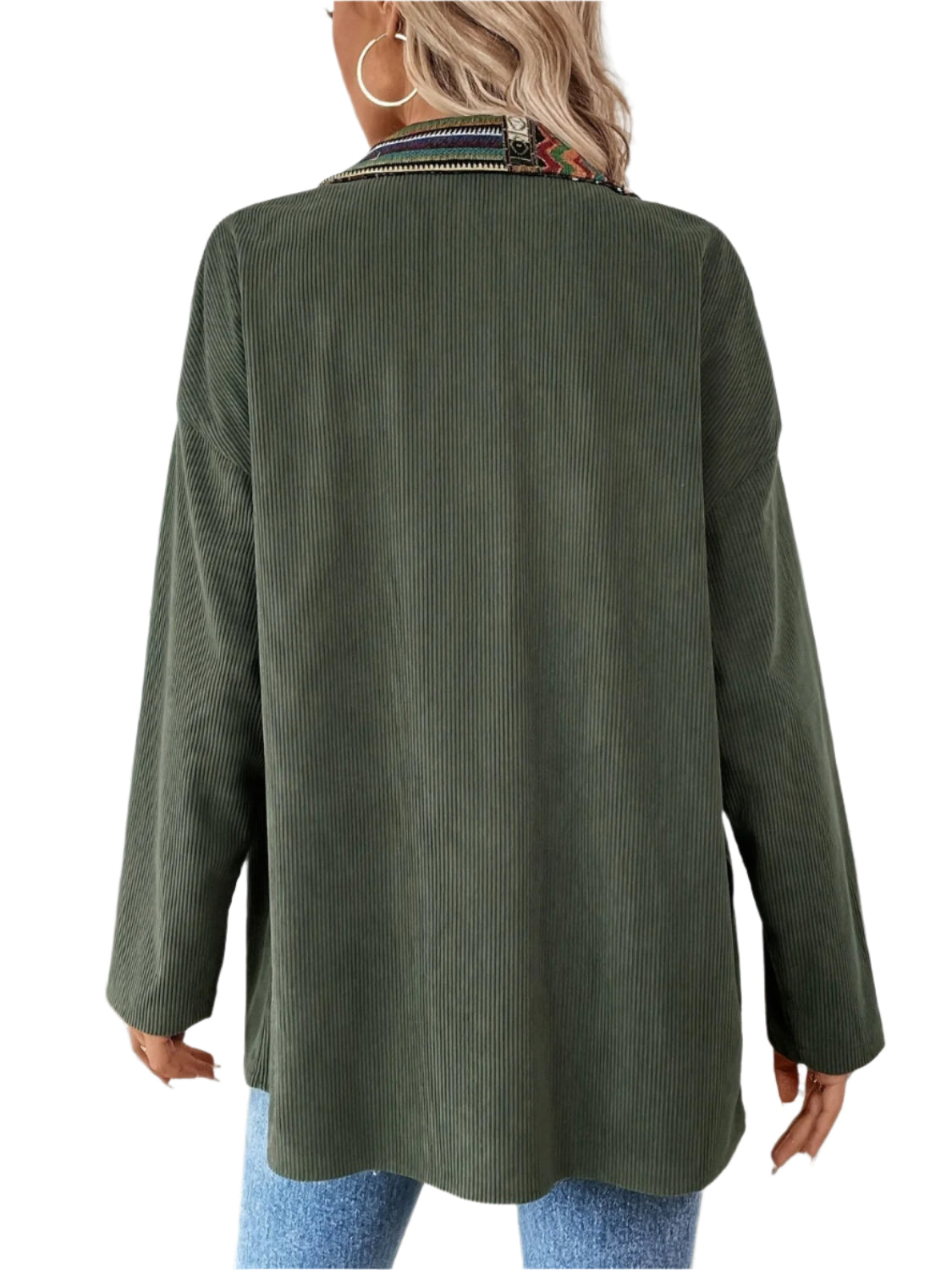 Snap Down Long Sleeve Jacket with Chest Pockets