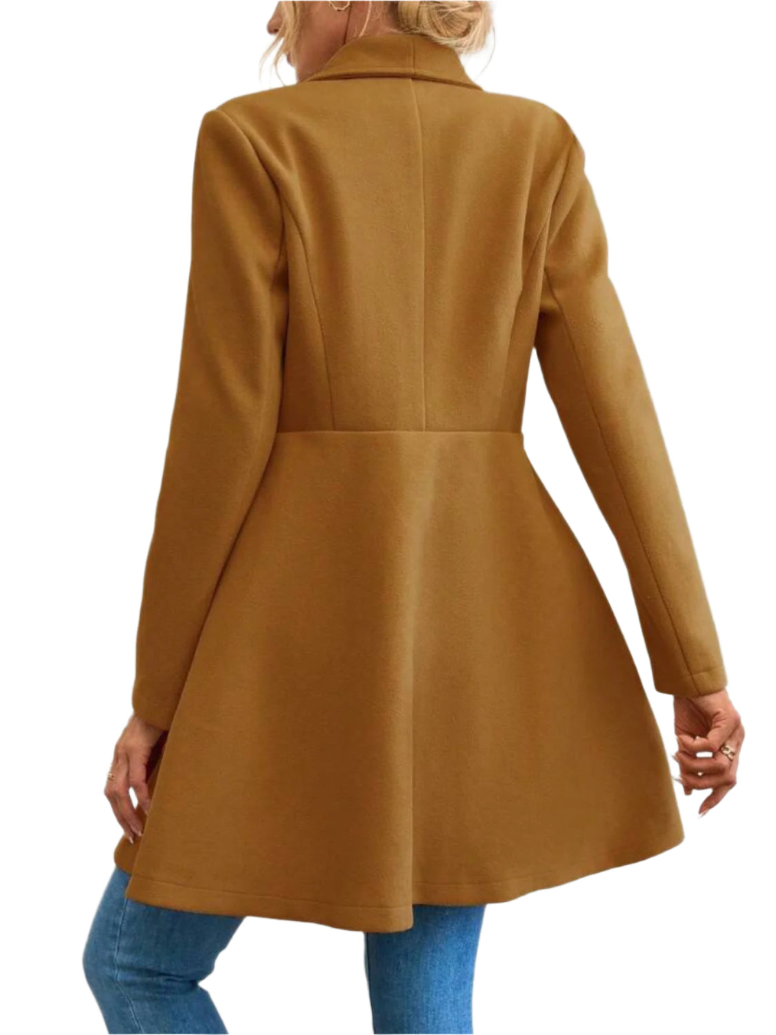 Collared Neck Button Up Long Sleeve Coat