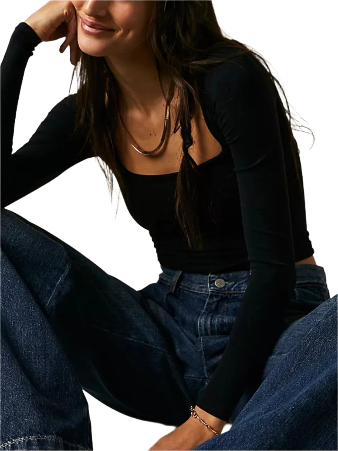 Square Neck Long Sleeve T-Shirt