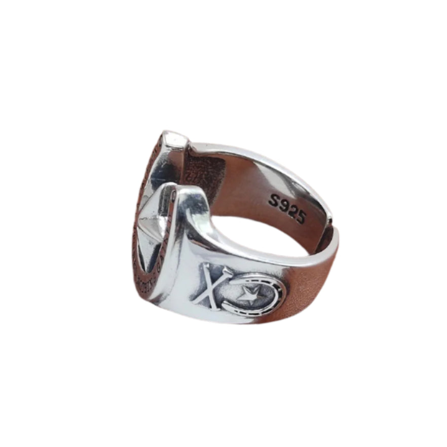 Adjustable 925 Sterling Silver Horseshoe Ring