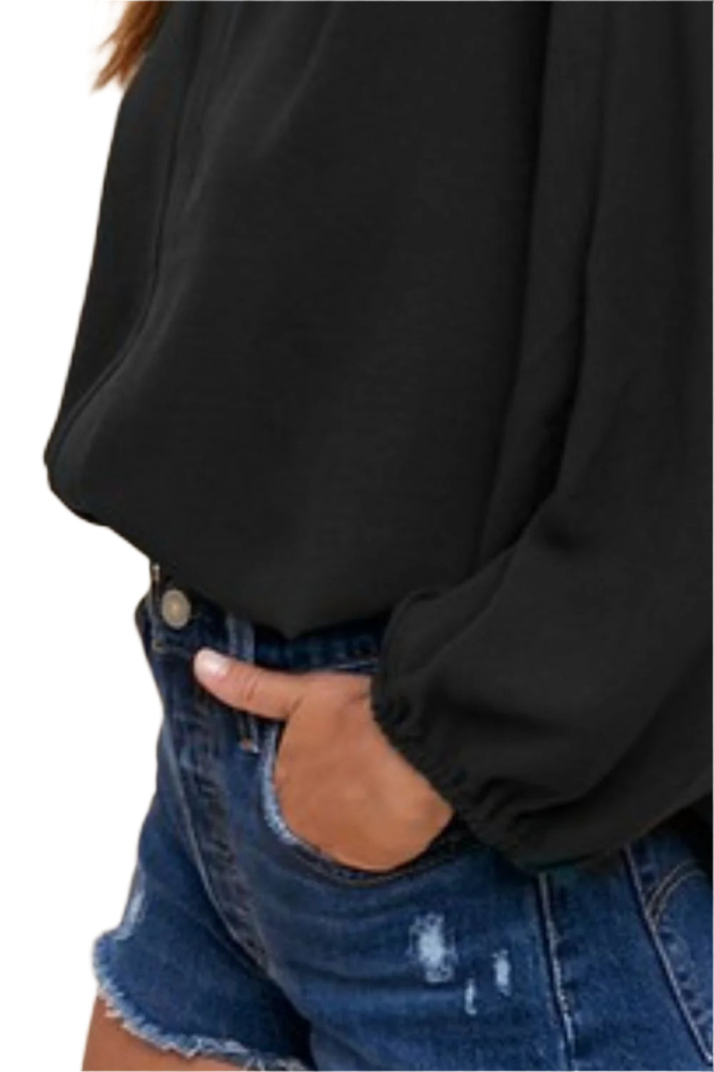 Annie Wear Notched Batwing Sleeve Blouse