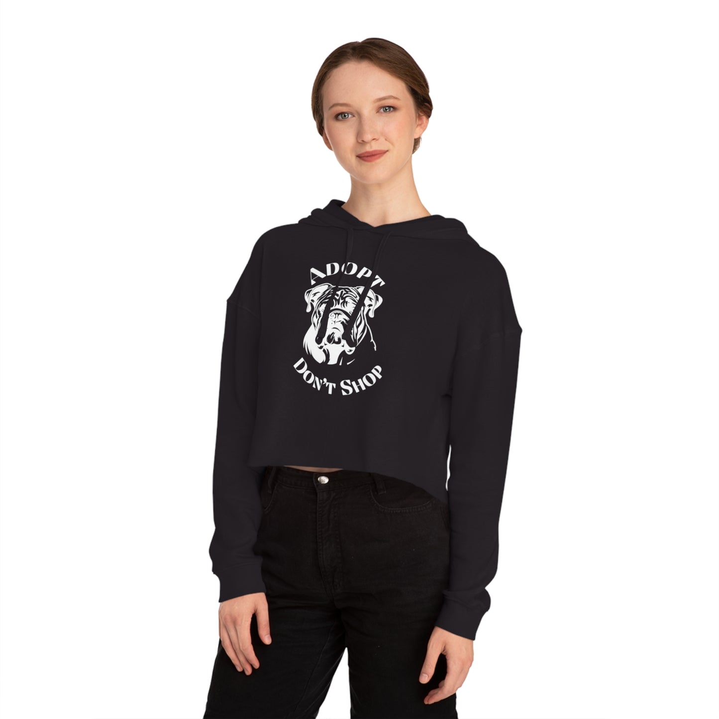 Women’s Cropped Hooded Adopt Don't Shop Sweatshirt