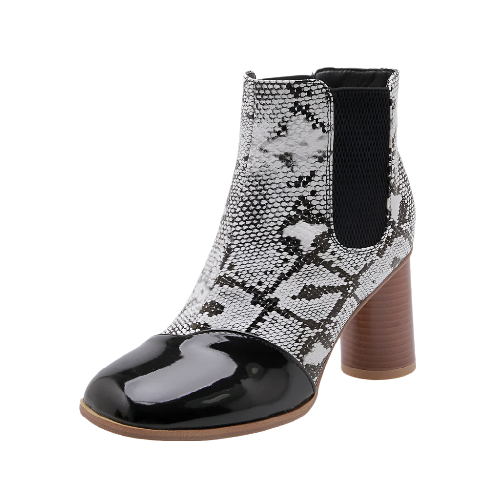 Animal Print Embossed PU Leather Ankle Boots