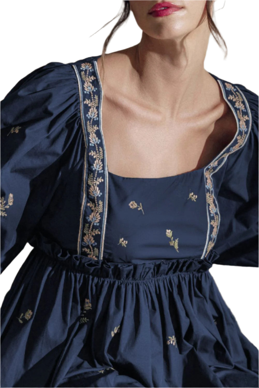 Floral Square Neck Balloon Sleeve Mini Dress