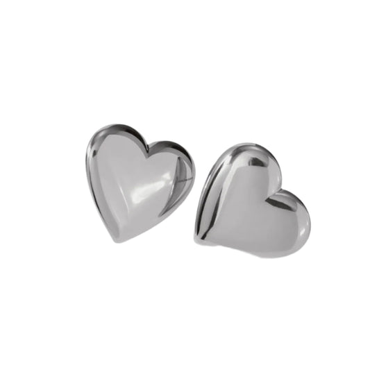 Stainless Steel Heart Stud Earrings