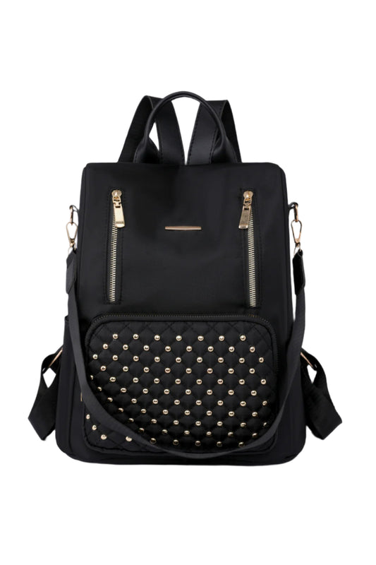 Zipper Pocket Beaded Backpack