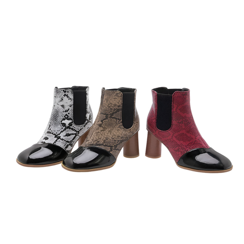 Animal Print Embossed PU Leather Ankle Boots