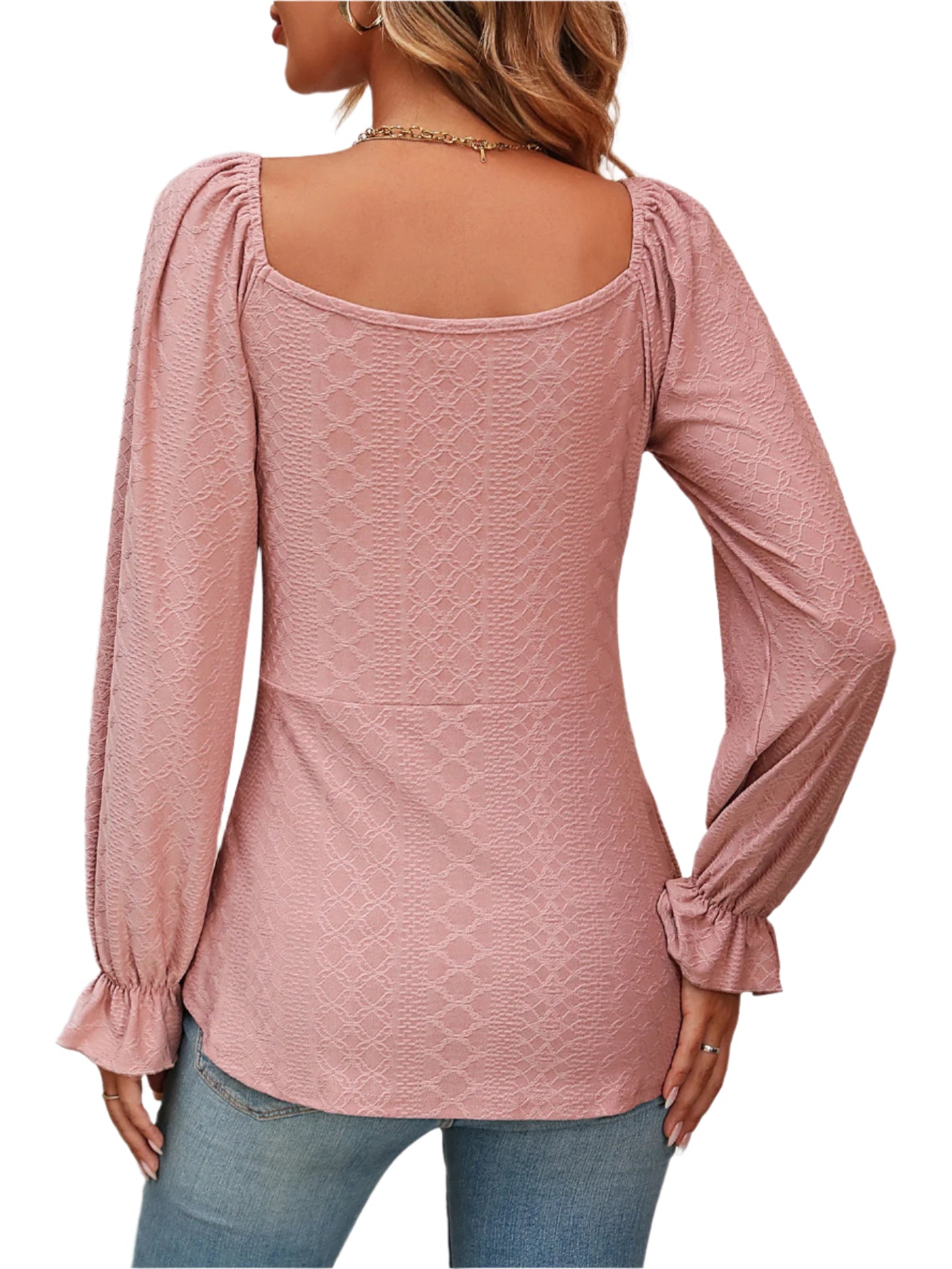 Mandy Tie Front V-Neck Puff Sleeve Blouse