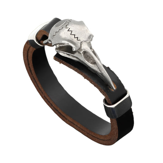 Raven Leather and Stainless Steel Bracelet