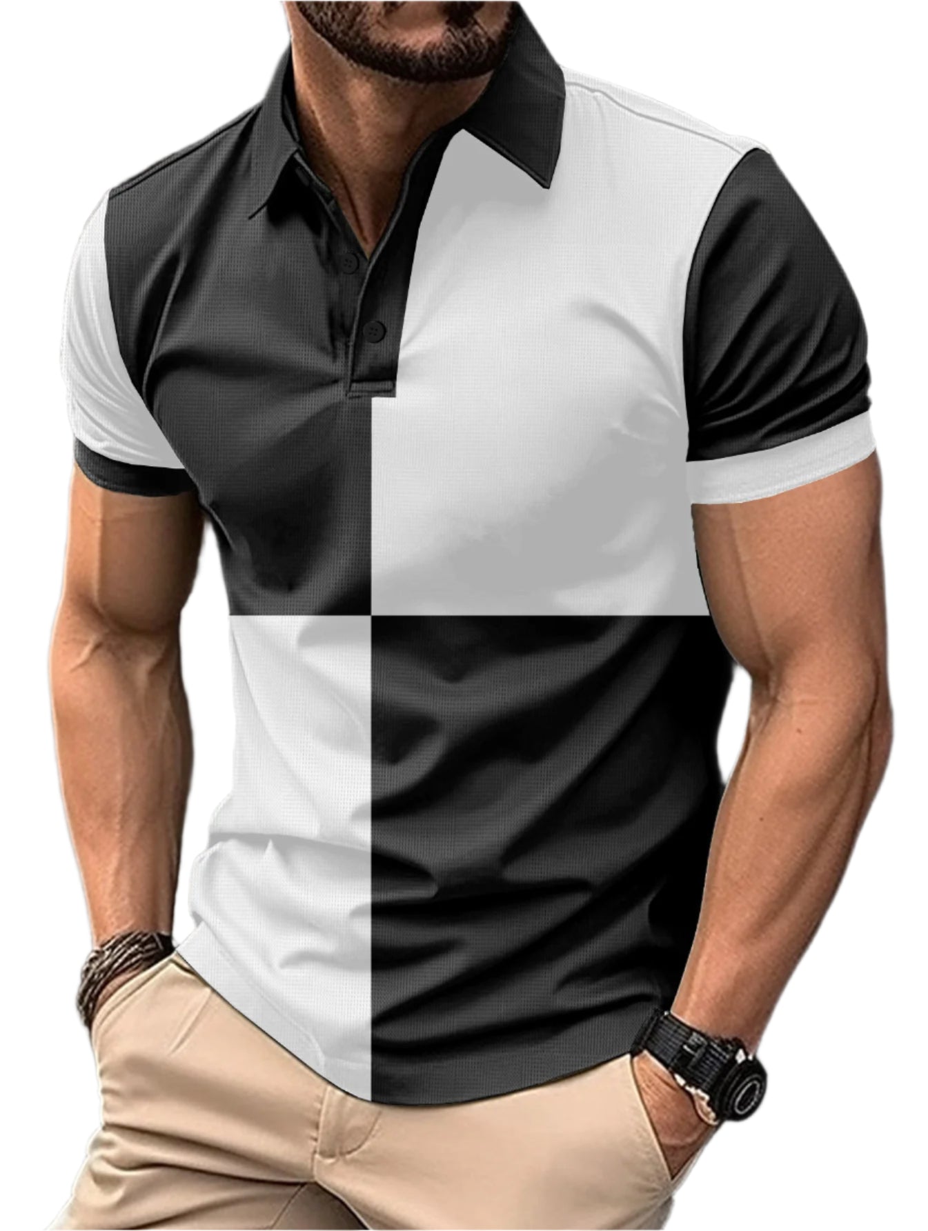 Men's Color Block Polo Shirt