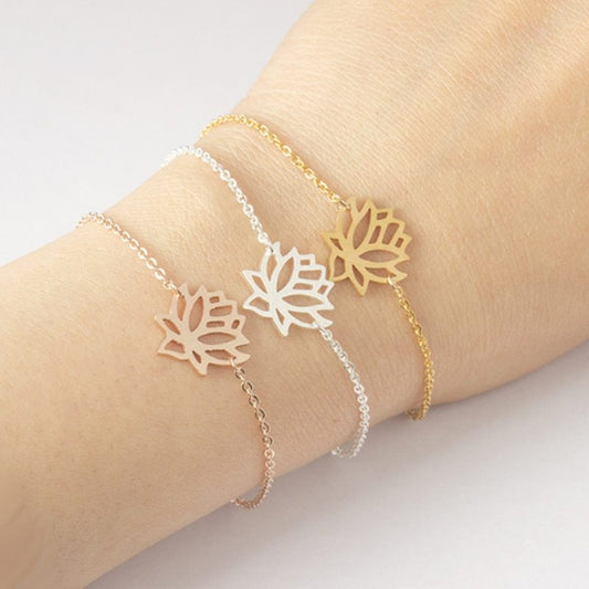 Stainless Steel Lotus Bracelet