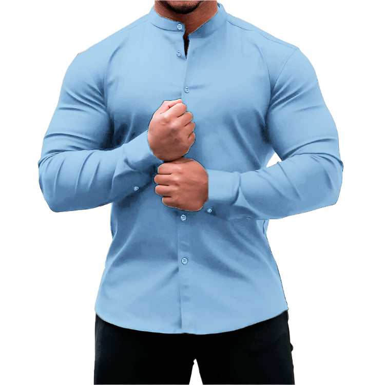 Men's Round Collar Button Down Shirt