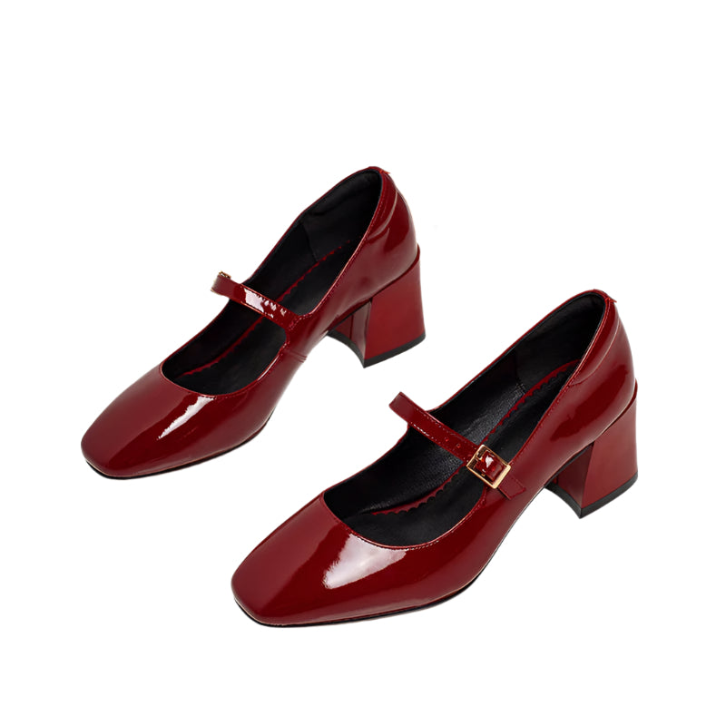 Patent Cowhide Leather Heeled Shoe
