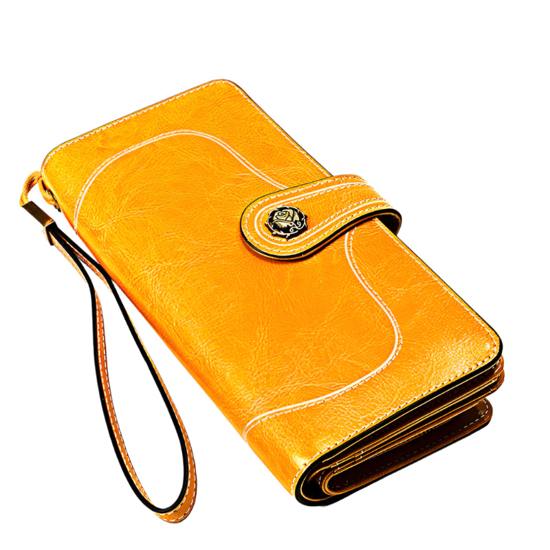 Soft Cowhide Leather Rose Buckle Wallet