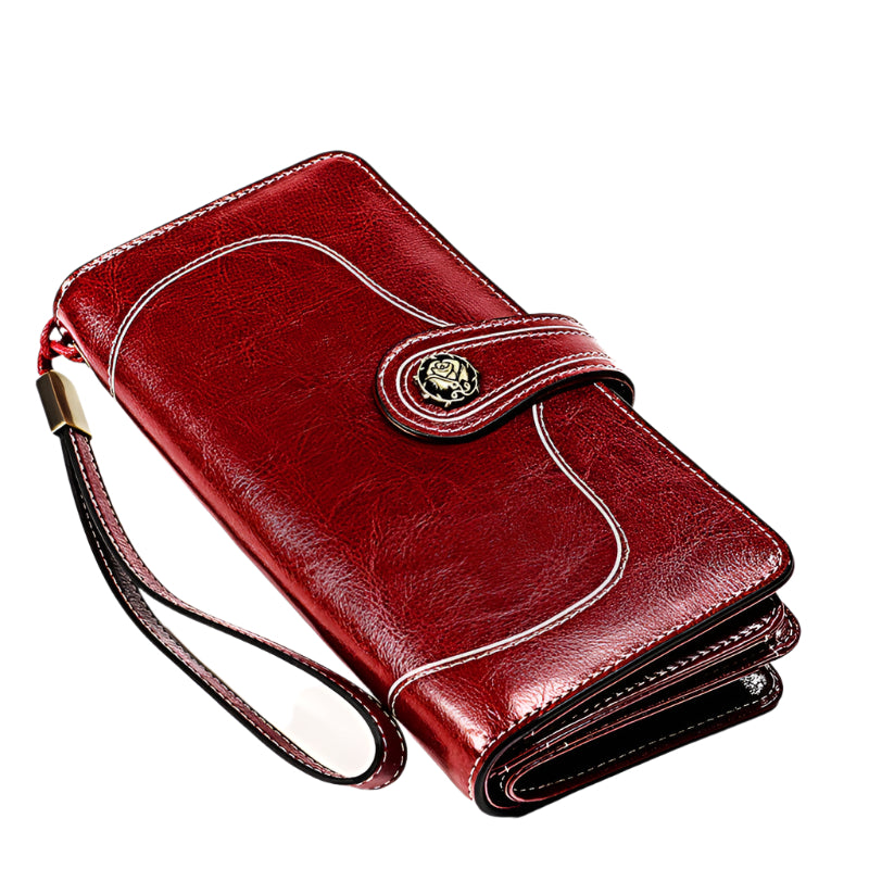Soft Cowhide Leather Rose Buckle Wallet