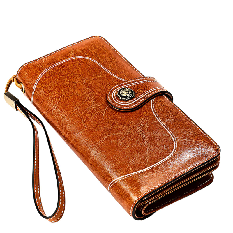 Soft Cowhide Leather Rose Buckle Wallet