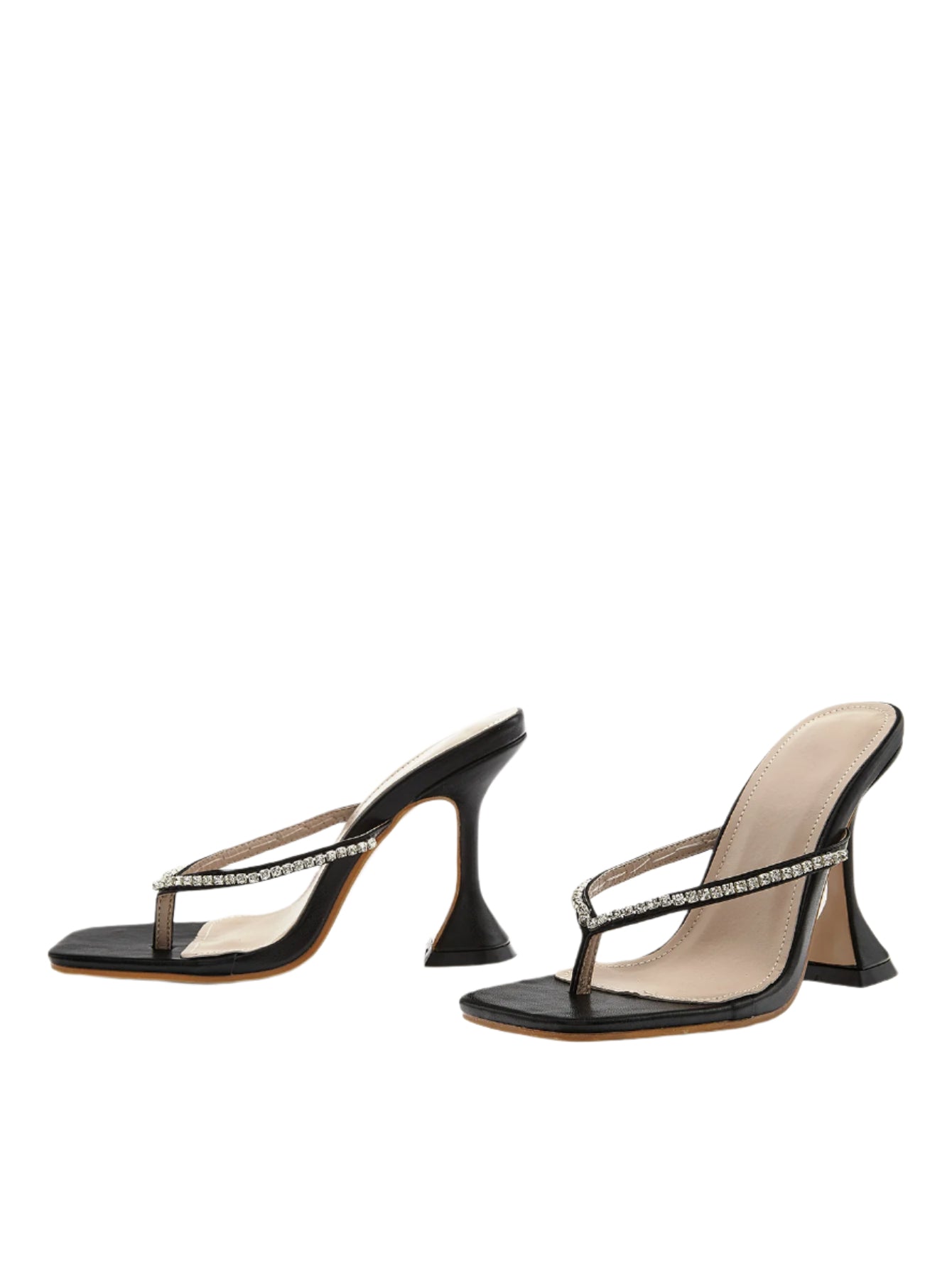 Square High Heel Rhinestone Sandals