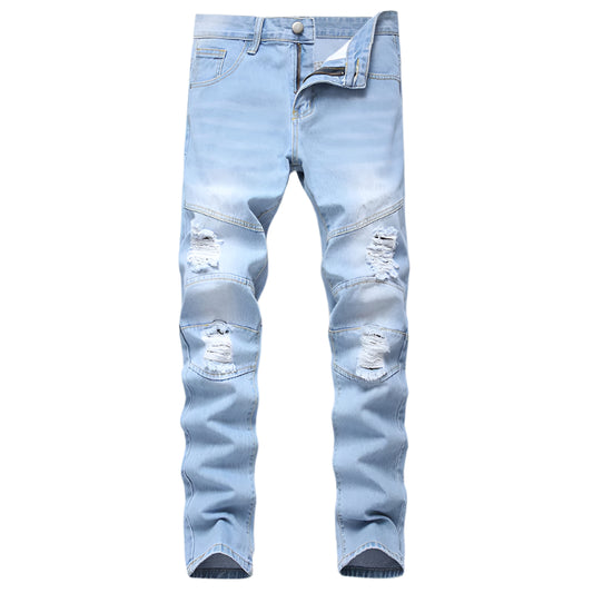 Men's Light Washed Distressed Jeans