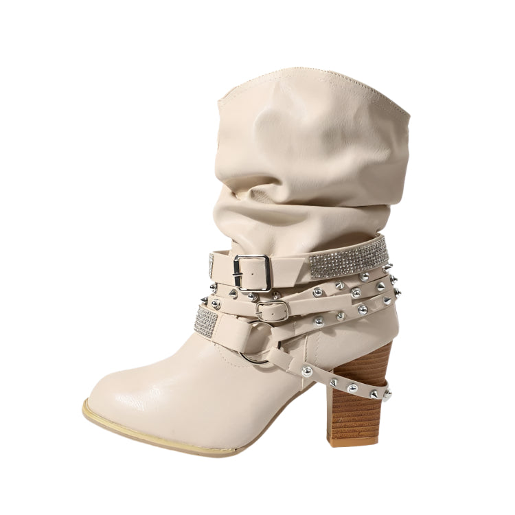 Rhinestone Belt Buckle Boots