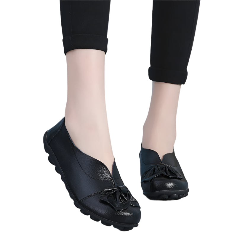Cowhide Leather Flower Flats