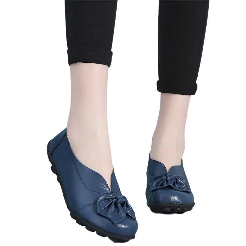 Cowhide Leather Flower Flats
