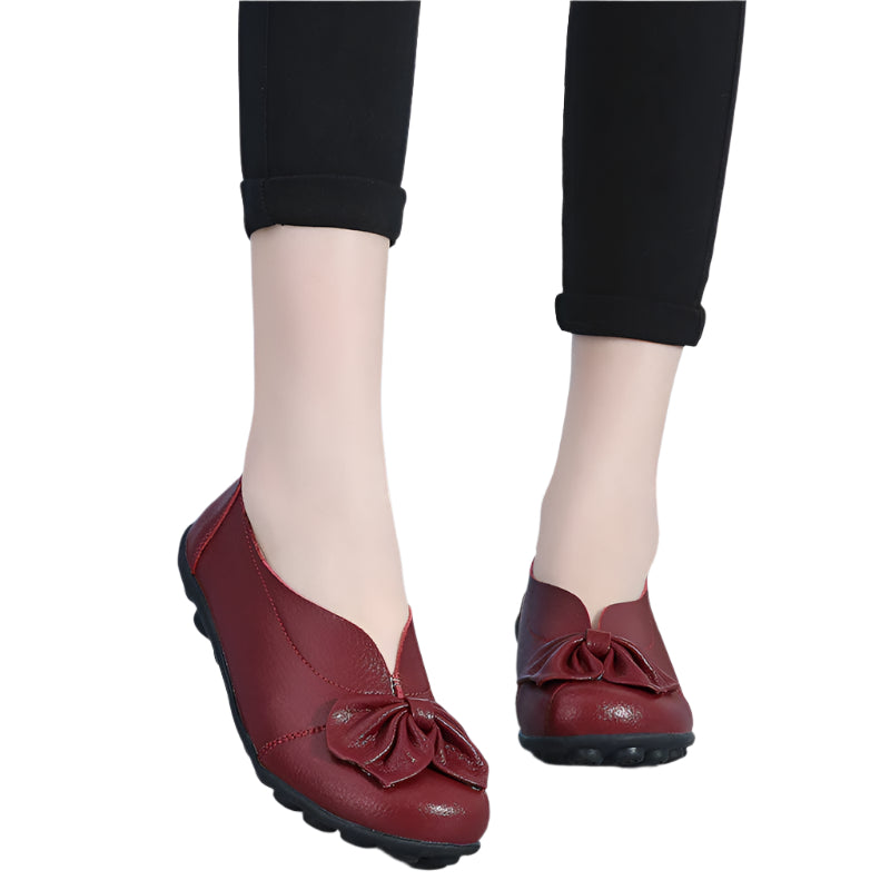 Cowhide Leather Flower Flats